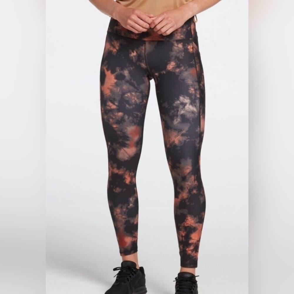 DSG Women's Size 2X Momentum High Rise 7/8 Legging Black & Orange Splash Pockets